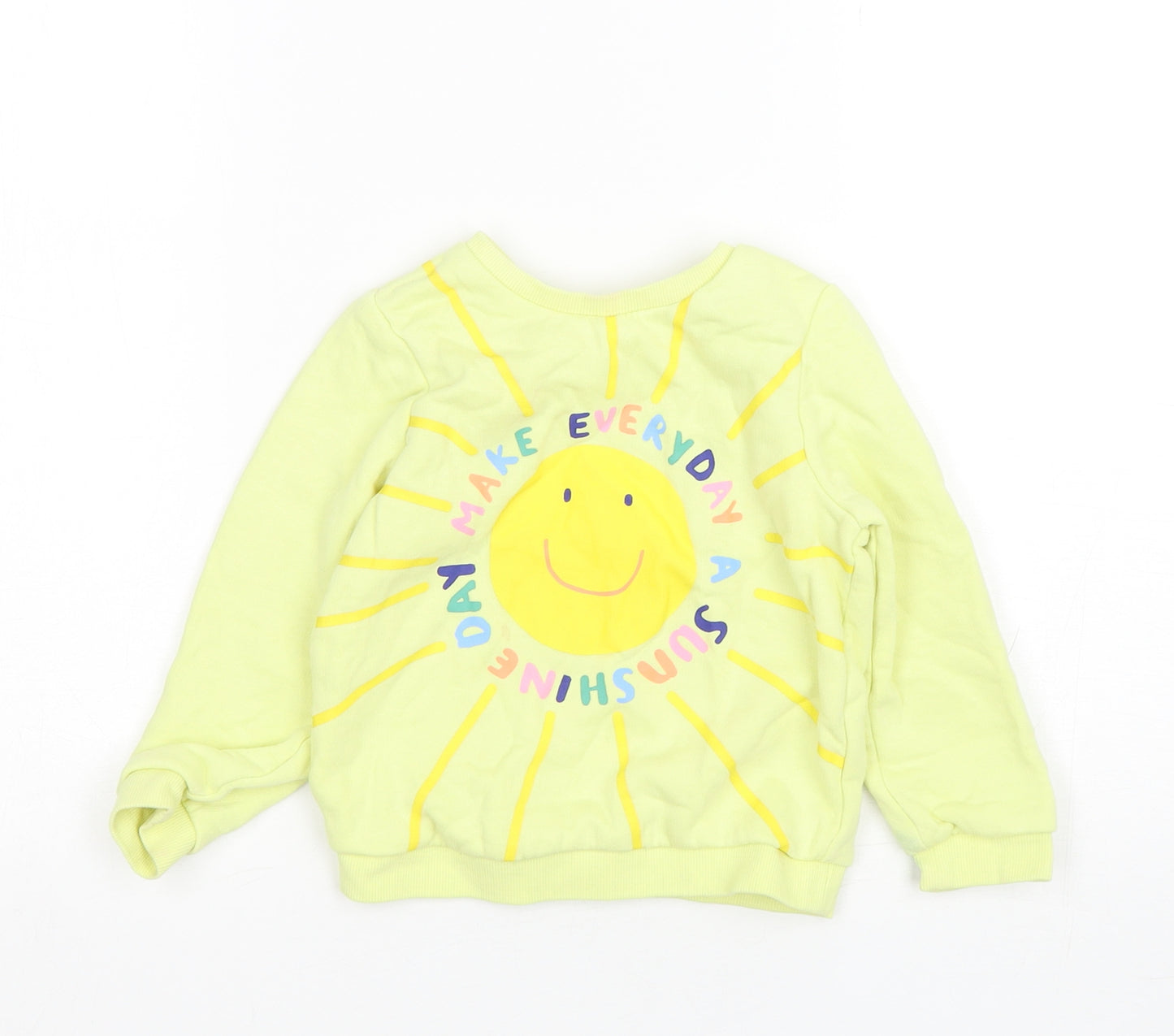 M&S Girls Yellow  Cotton Pullover Sweatshirt Size 2-3 Years