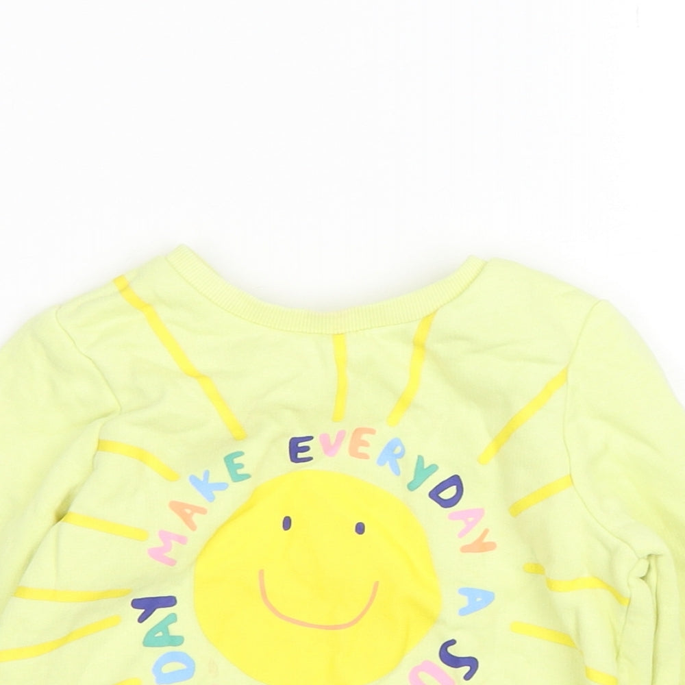 M&S Girls Yellow  Cotton Pullover Sweatshirt Size 2-3 Years