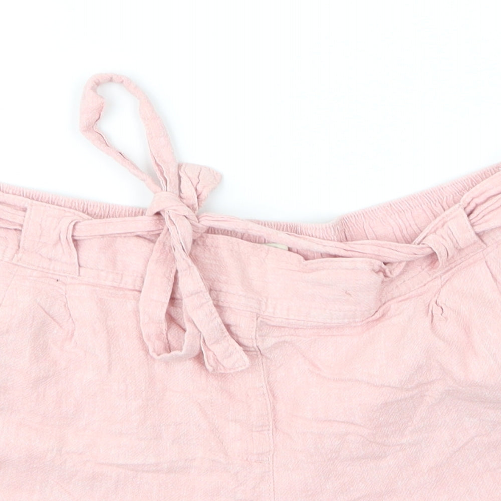 Papaya Womens Pink  Linen Paperbag Shorts Size 10  Regular Drawstring