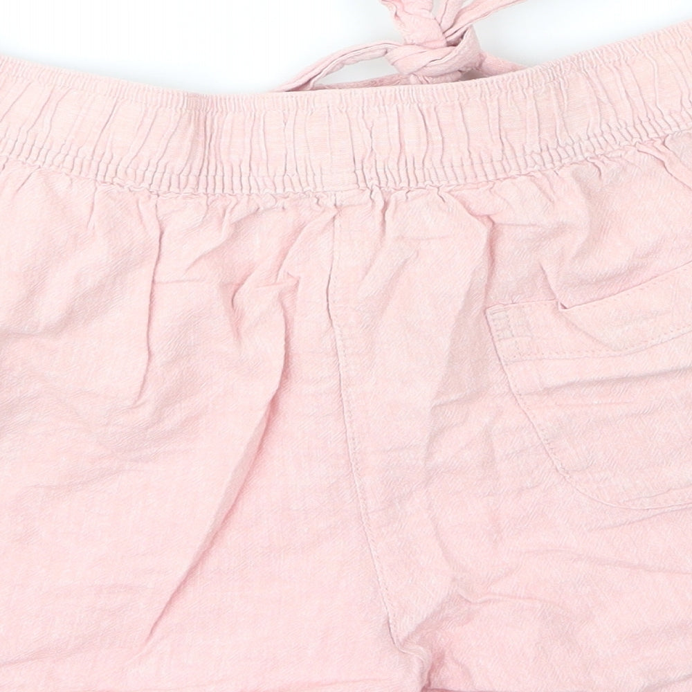 Papaya Womens Pink  Linen Paperbag Shorts Size 10  Regular Drawstring