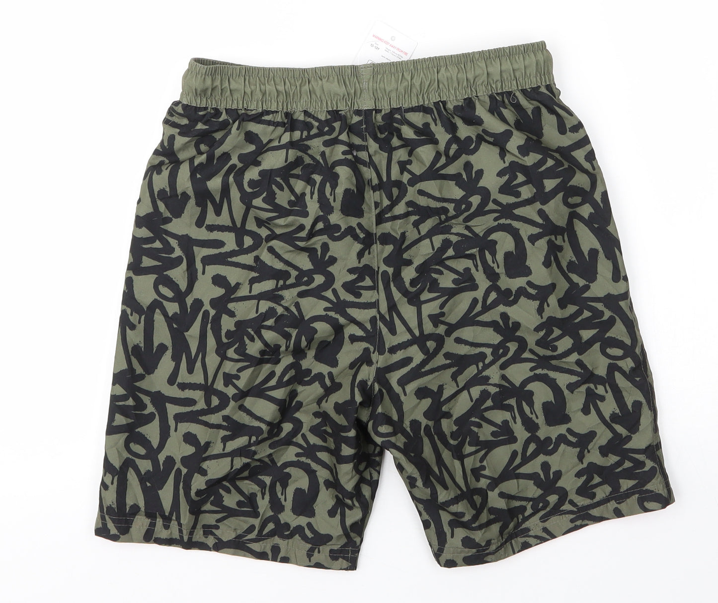 F&F Boys Green  Polyester Sweat Shorts Size 12 Years  Regular Drawstring