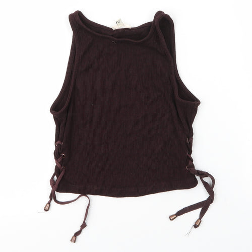 River Island Girls Brown  Viscose Basic Tank Size 10 Years Round Neck
