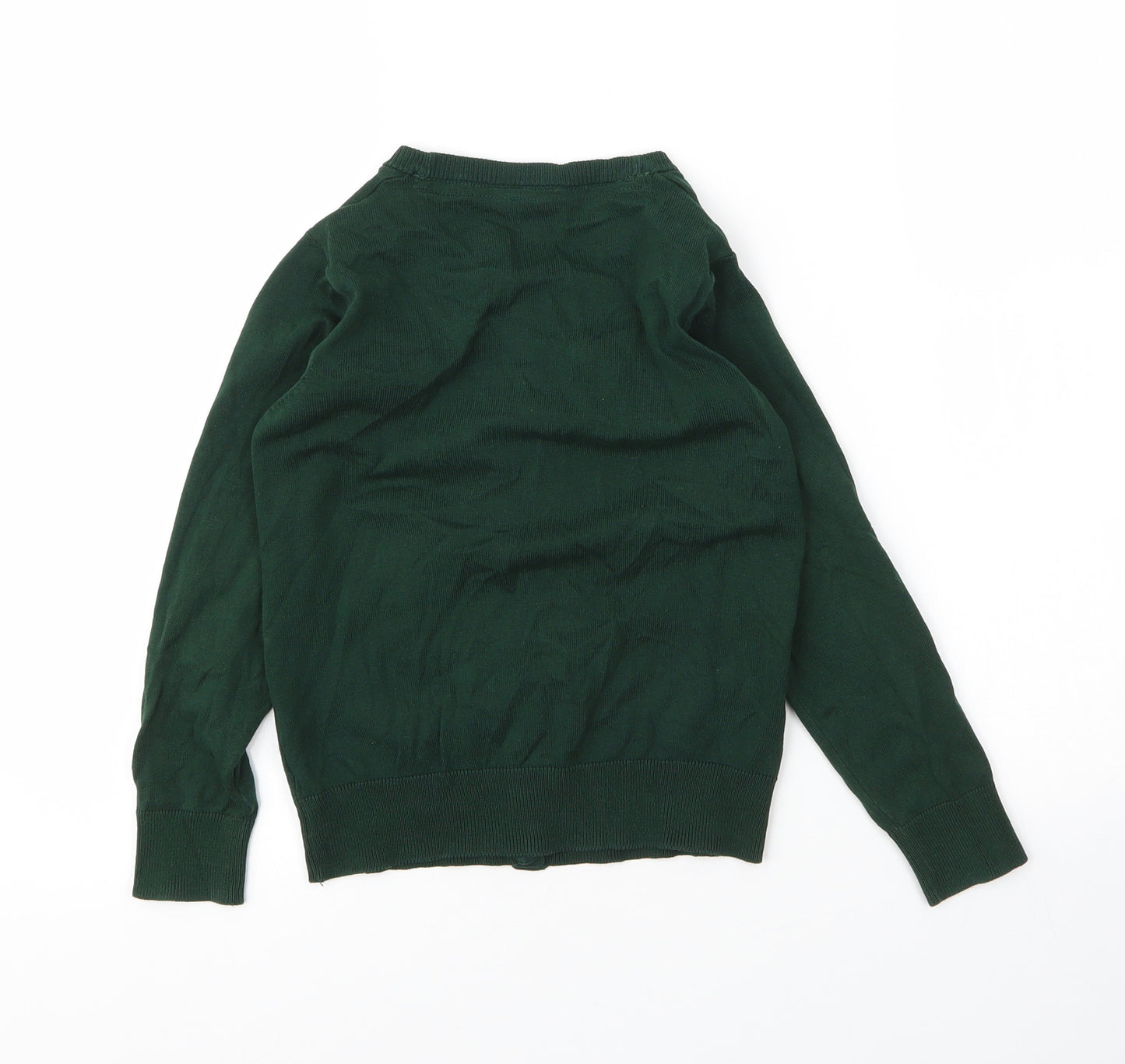 F&F Girls Green V-Neck  Cotton Cardigan Jumper Size 7 Years  Button - School