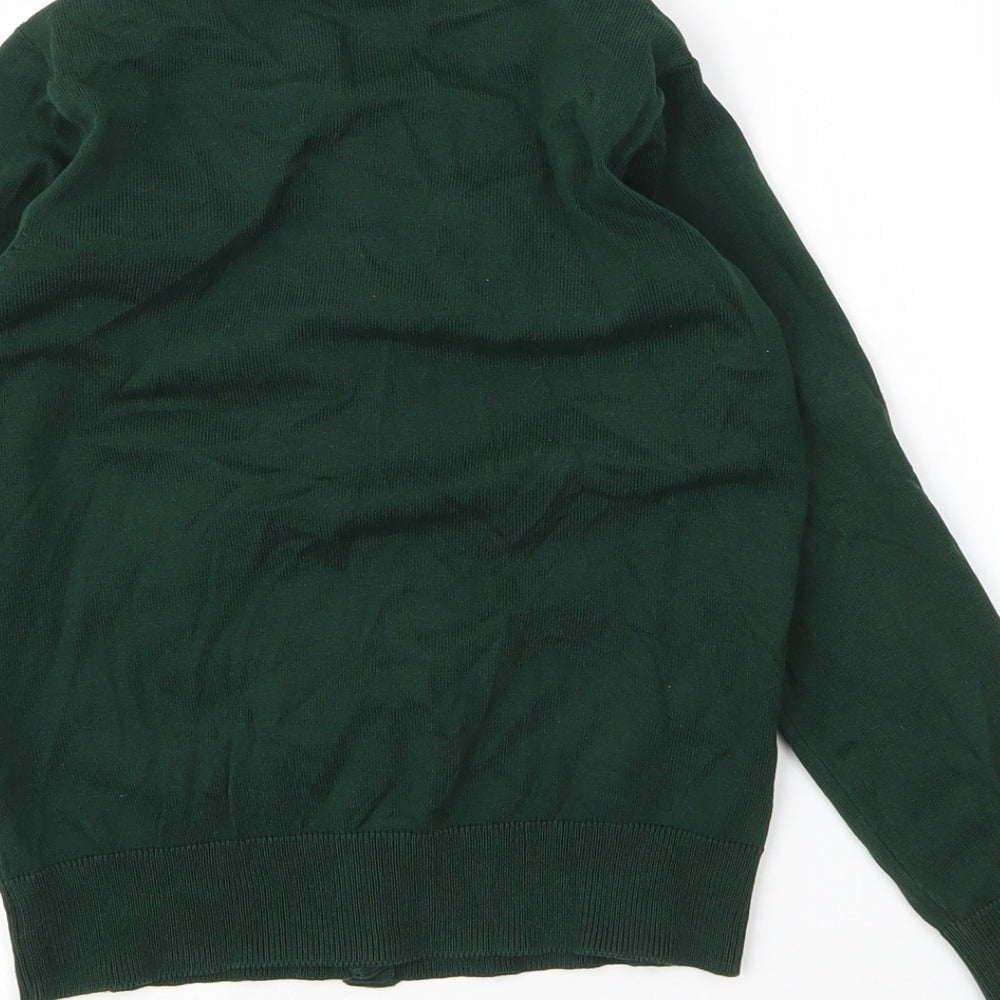 F&F Girls Green V-Neck  Cotton Cardigan Jumper Size 7 Years  Button - School