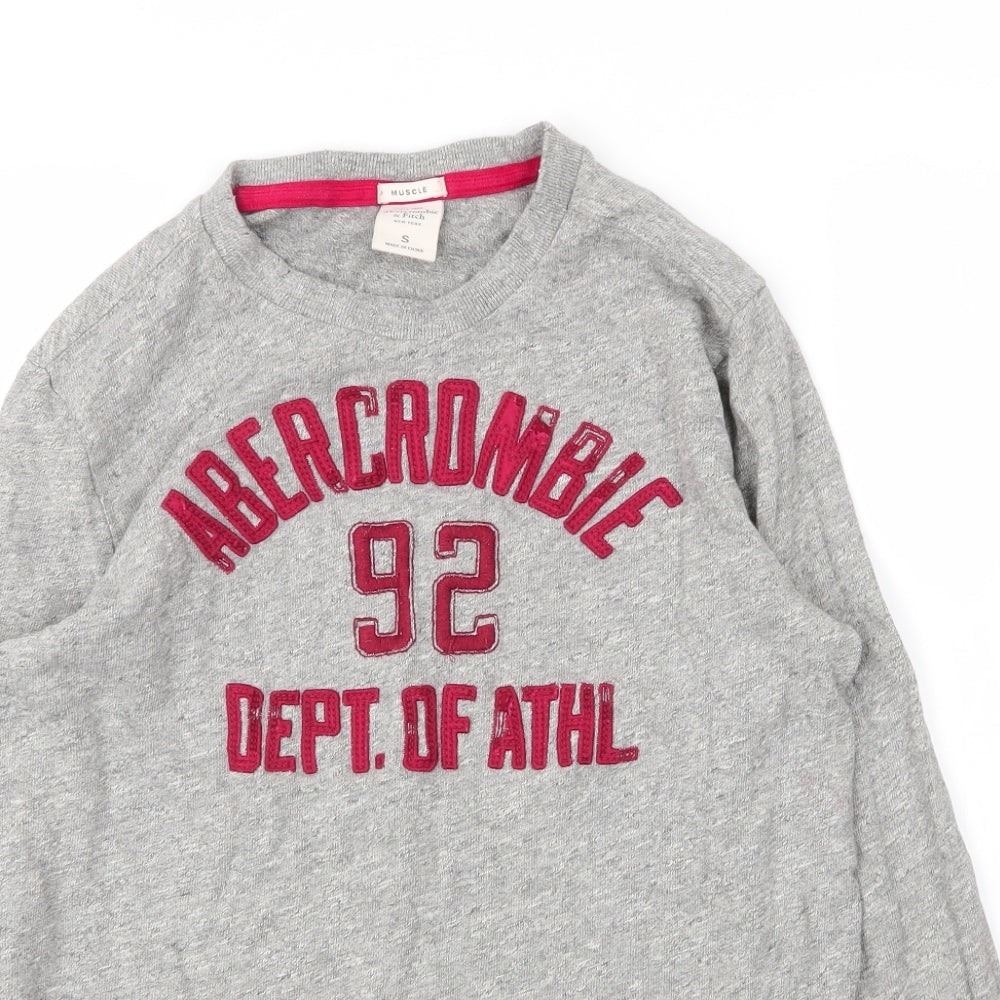 Abercrombie & Fitch Mens Grey Round Neck  Cotton Pullover Jumper Size S