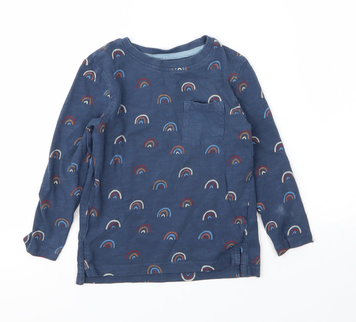 George Boys Blue  Cotton Basic T-Shirt Size 2 Years Round Neck  - Rainbow