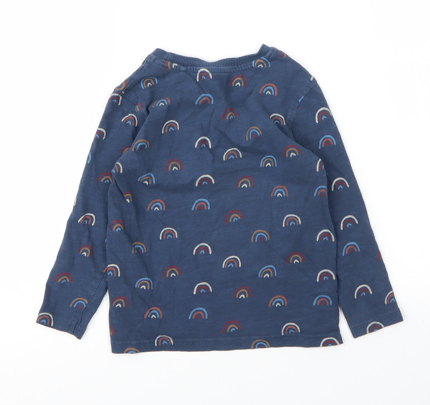 George Boys Blue  Cotton Basic T-Shirt Size 2 Years Round Neck  - Rainbow