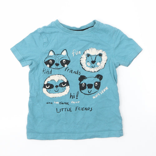 George Boys Blue  Cotton Basic T-Shirt Size 2 Years Round Neck