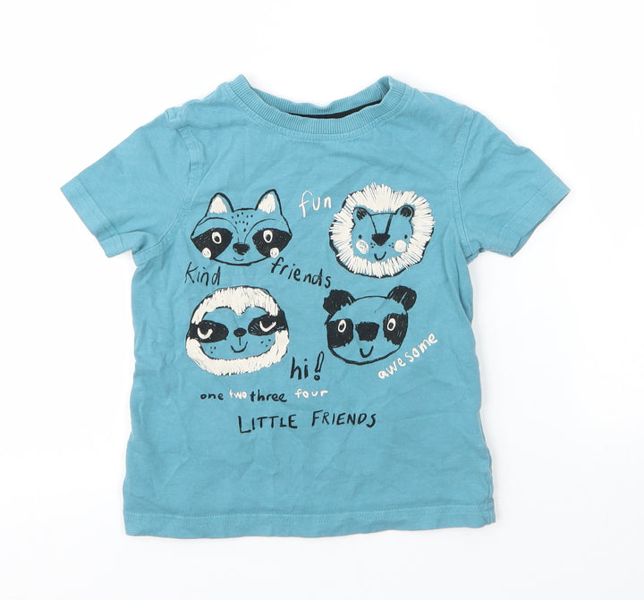 George Boys Blue  Cotton Basic T-Shirt Size 2 Years Round Neck