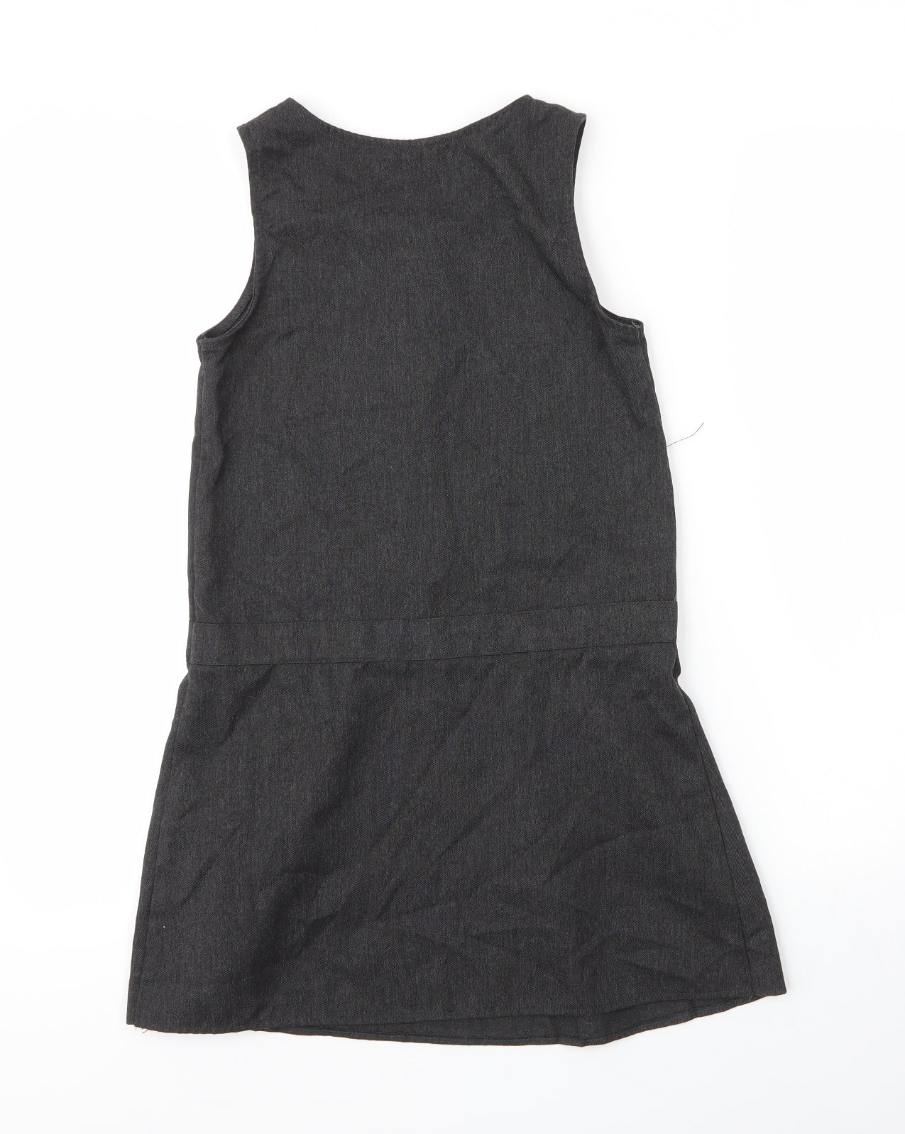 F&F Girls Grey  Viscose Pinafore/Dungaree Dress  Size 8 Years  Round Neck Zip