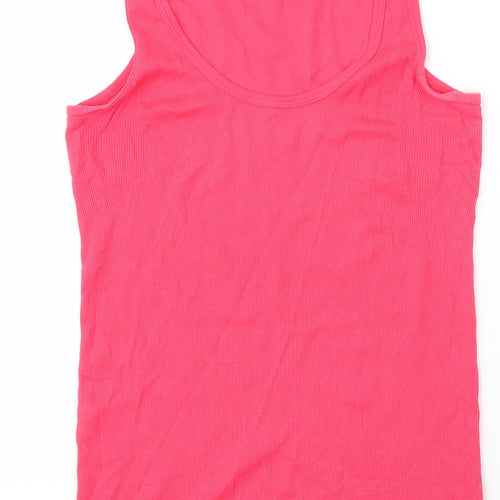 Topshop Womens Pink  Cotton Basic Tank Size 12 Scoop Neck