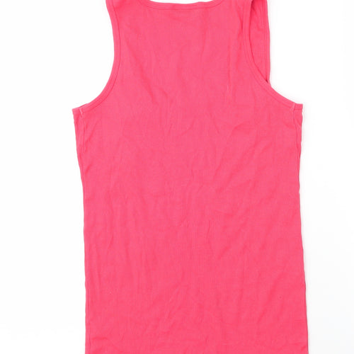 Topshop Womens Pink  Cotton Basic Tank Size 12 Scoop Neck