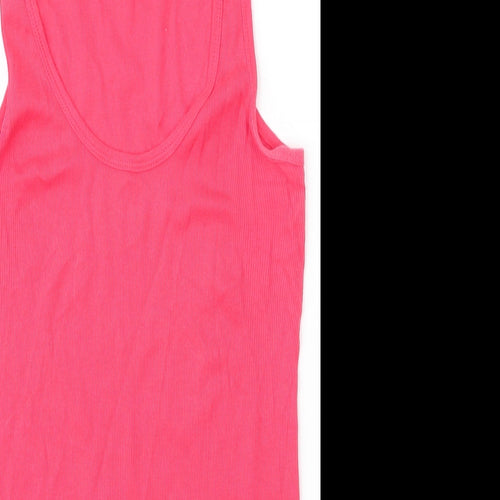 Topshop Womens Pink  Cotton Basic Tank Size 12 Scoop Neck