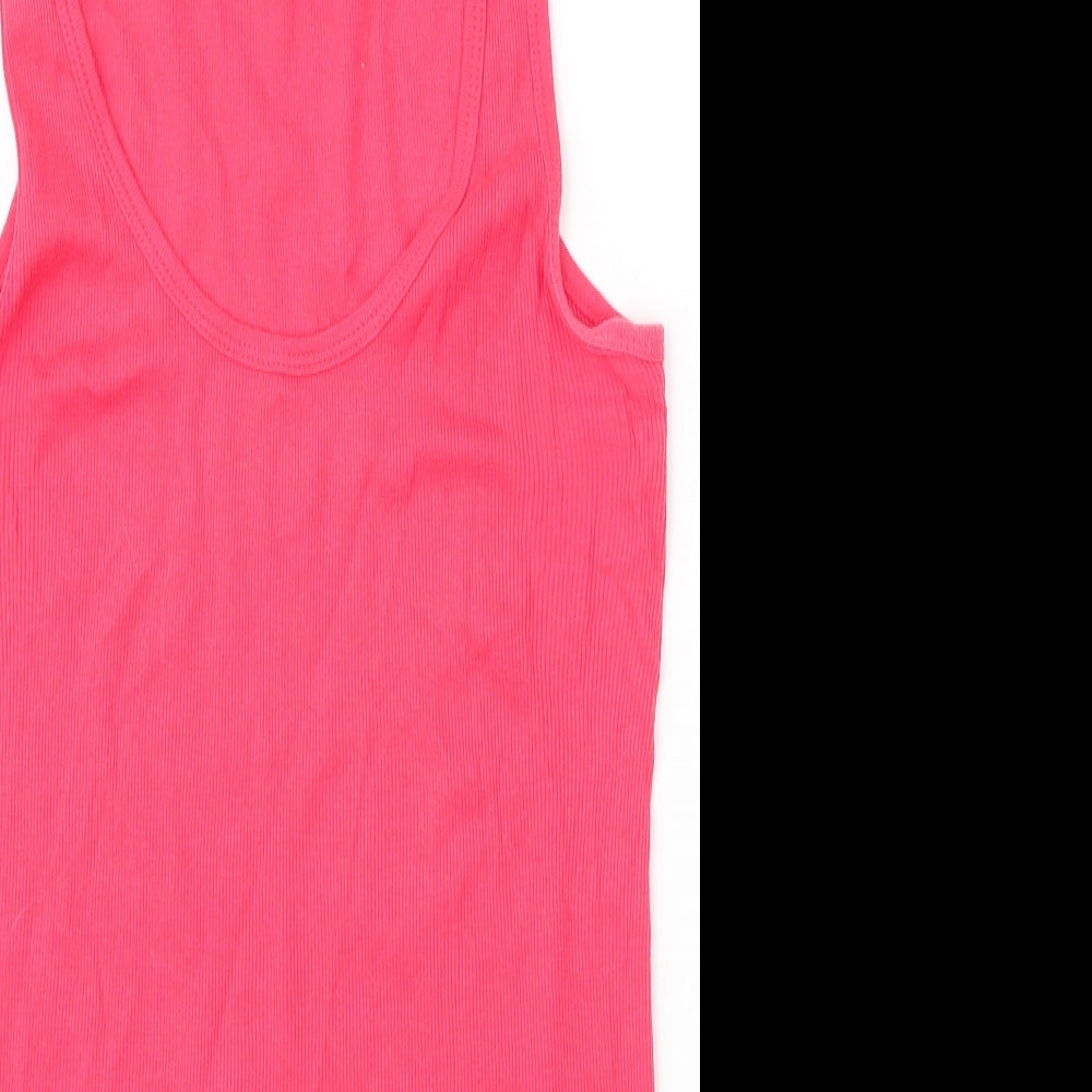 Topshop Womens Pink  Cotton Basic Tank Size 12 Scoop Neck