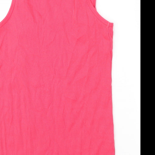 Topshop Womens Pink  Cotton Basic Tank Size 12 Scoop Neck