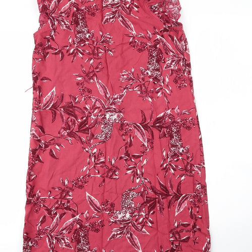 Debenhams Womens Pink Floral Viscose Shift  Size 10  V-Neck