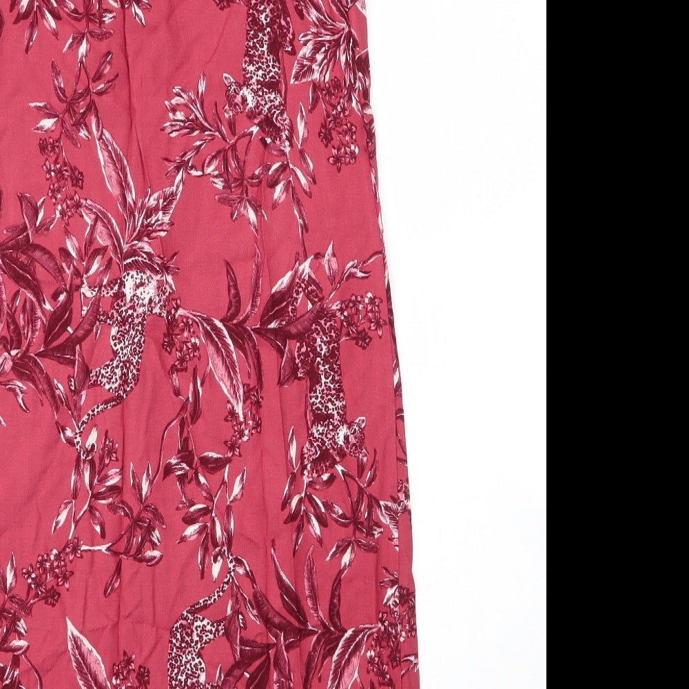 Debenhams Womens Pink Floral Viscose Shift  Size 10  V-Neck