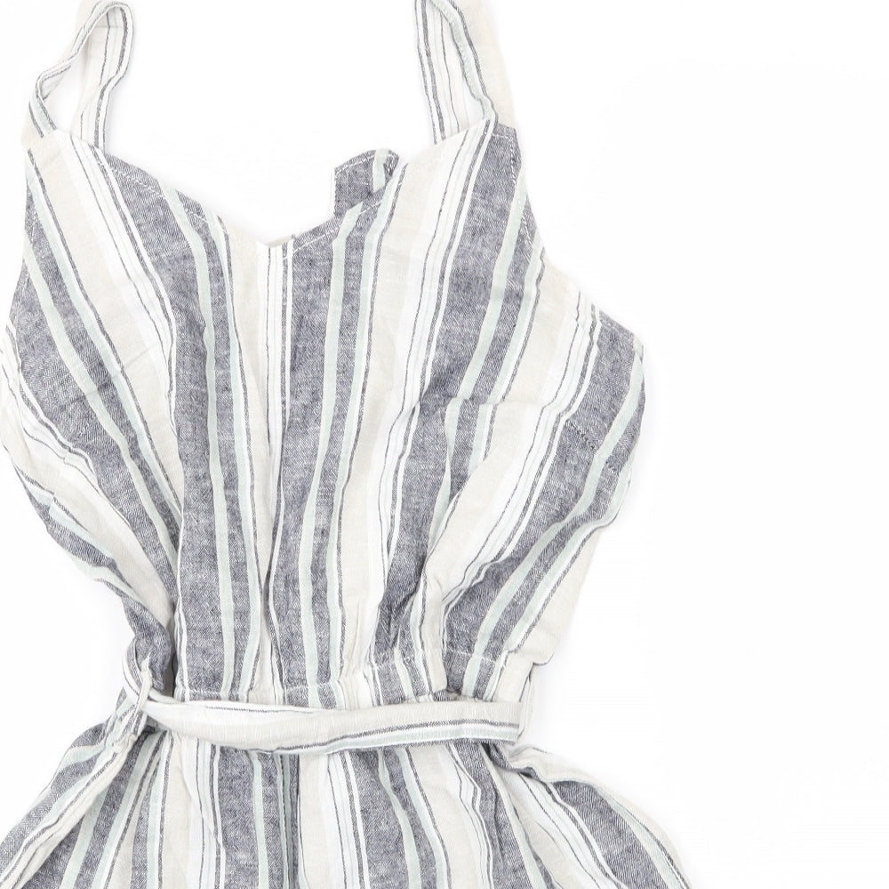 Papaya Womens Grey Striped Linen Romper One-Piece Size 12