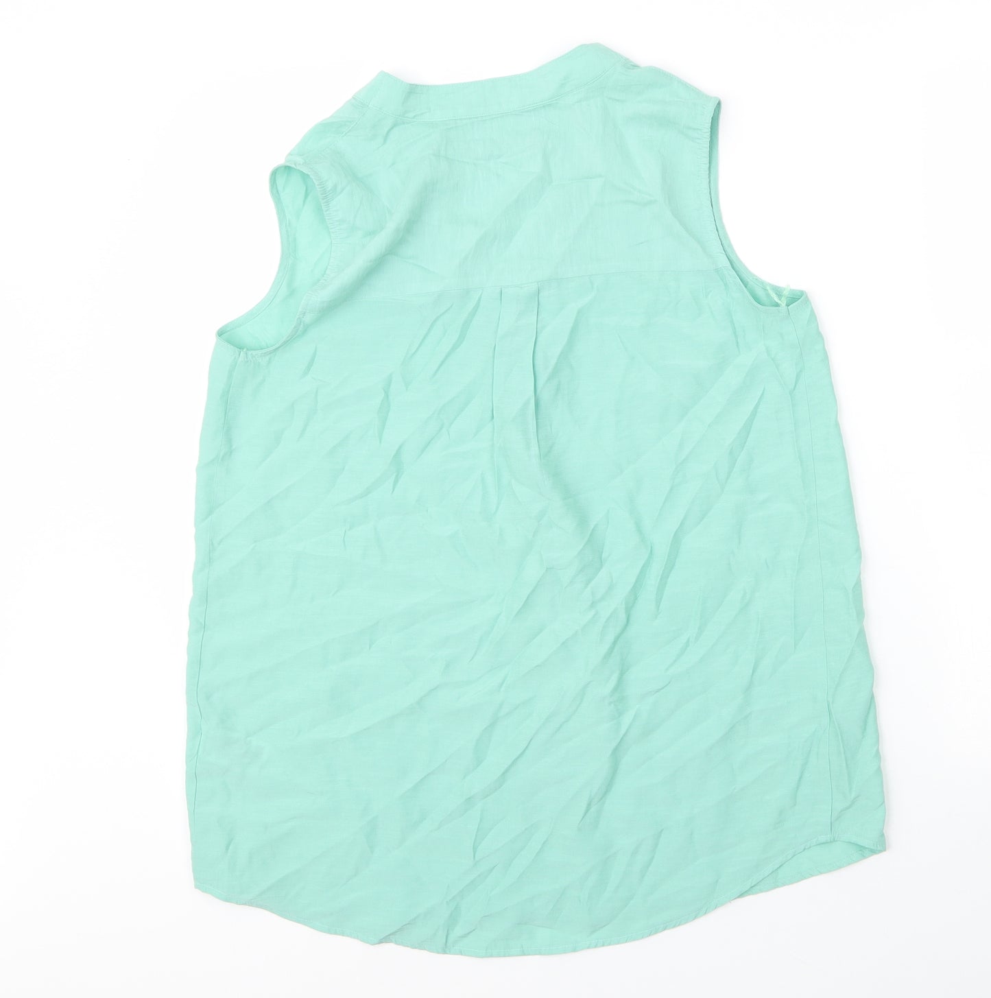 M&S Womens Green  Viscose Basic Blouse Size 10 V-Neck