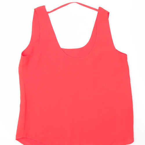 Oasis Womens Red  Polyester Basic Blouse Size 12 Scoop Neck