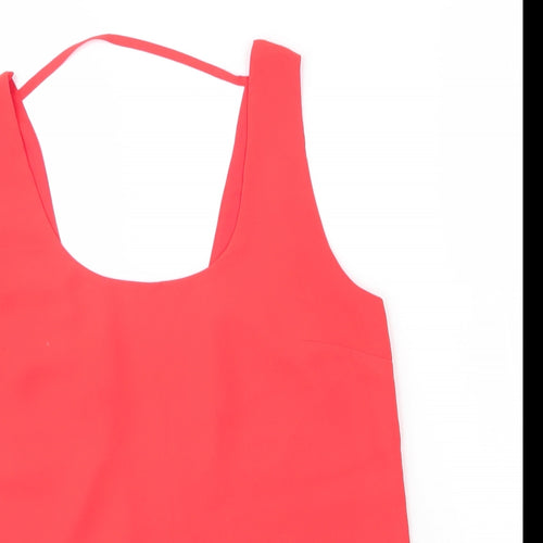 Oasis Womens Red  Polyester Basic Blouse Size 12 Scoop Neck