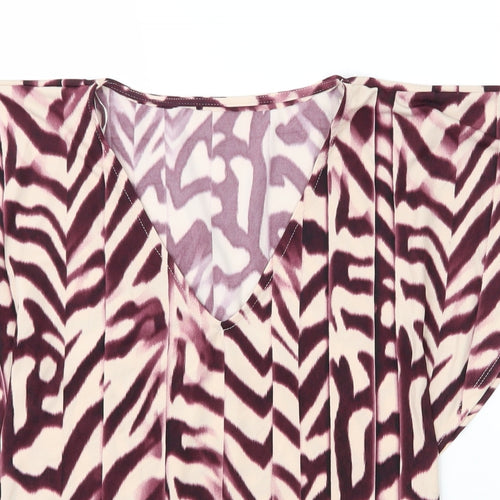 Debenhams Womens Purple Animal Print Polyester Basic Blouse Size 8 V-Neck - Zebra print