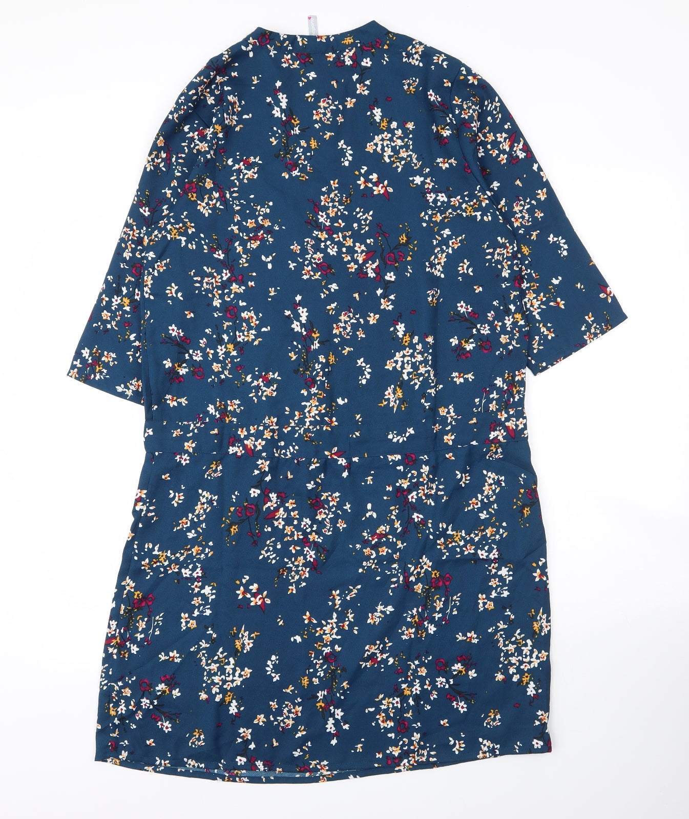 Blancheporte Womens Blue Floral Polyester Shift  Size 12  V-Neck