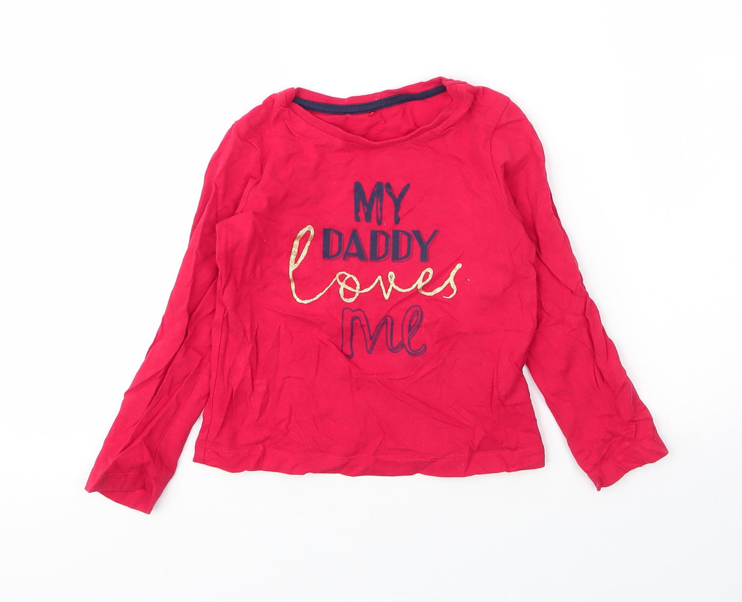 George Boys Red  Cotton Basic T-Shirt Size 4 Years Round Neck