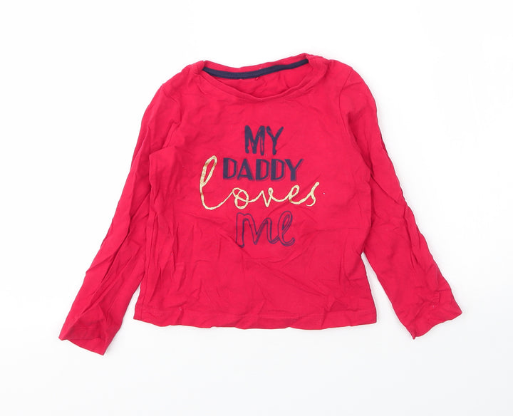 George Boys Red  Cotton Basic T-Shirt Size 4 Years Round Neck