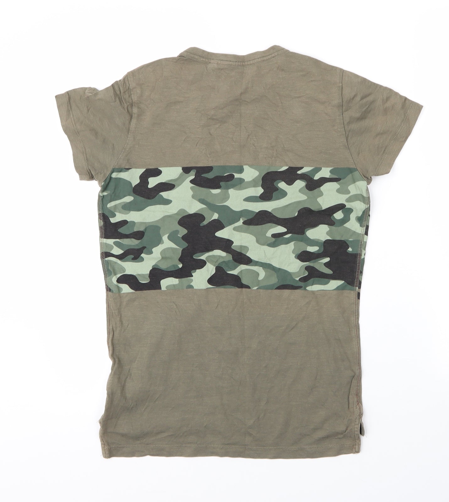 NEXT Boys Green Camouflage Cotton Basic T-Shirt Size 11 Years Round Neck