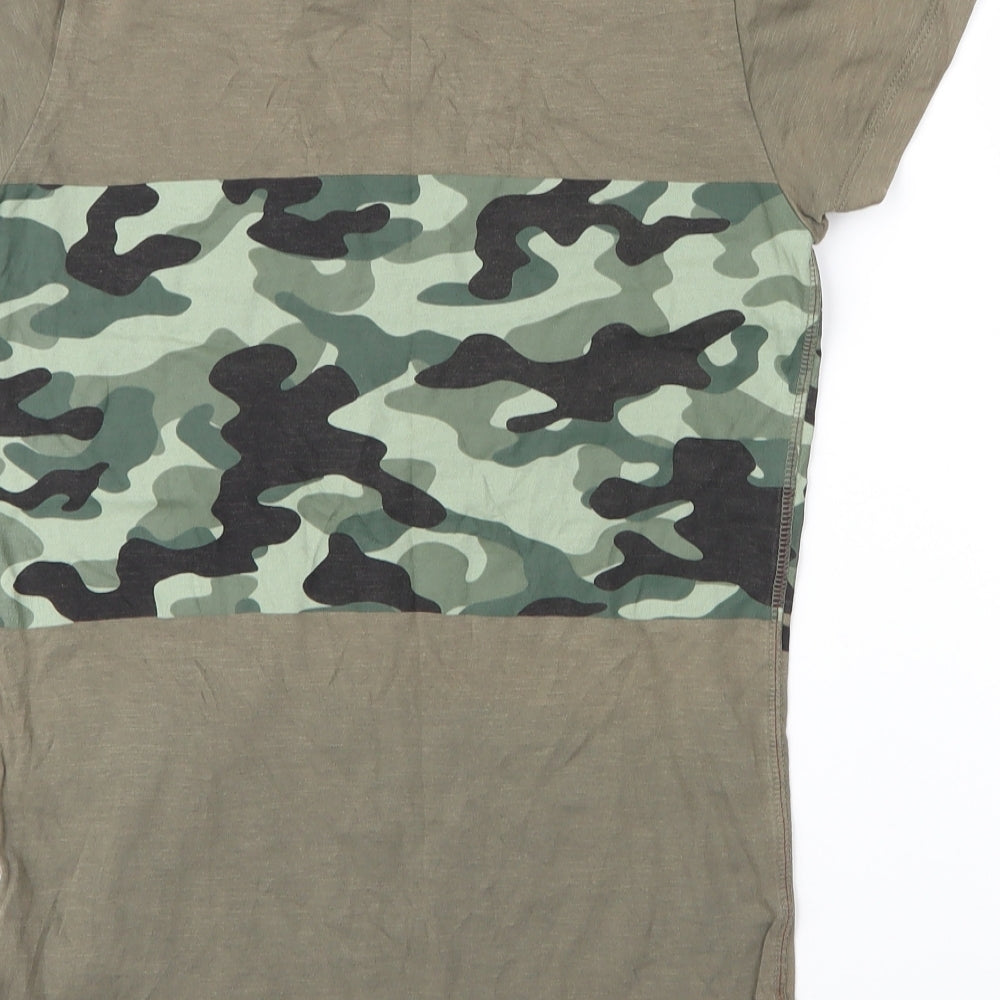 NEXT Boys Green Camouflage Cotton Basic T-Shirt Size 11 Years Round Neck