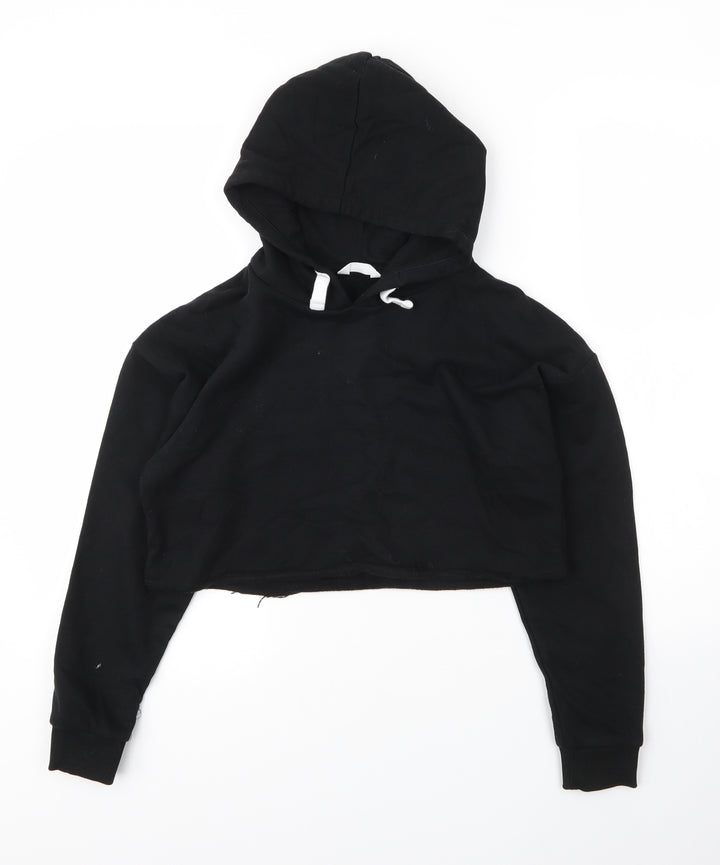 Matalan Girls Black  Cotton Pullover Hoodie Size 12 Years
