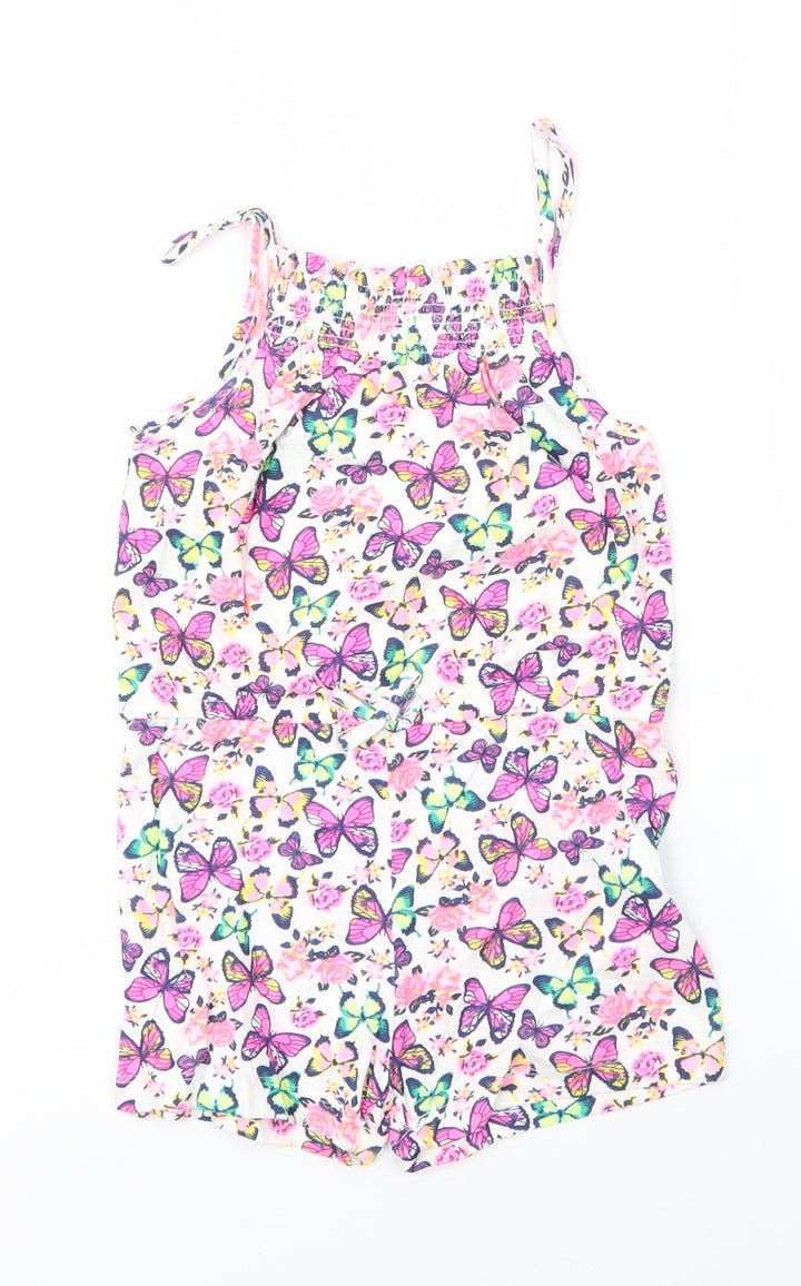 Primark Girls Pink  Cotton Romper One-Piece Size 6 Years   - Butterflies