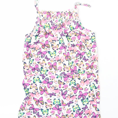 Primark Girls Pink  Cotton Romper One-Piece Size 6 Years   - Butterflies