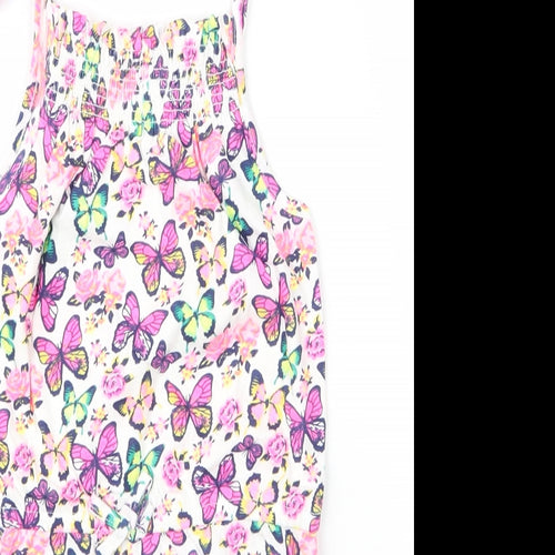 Primark Girls Pink  Cotton Romper One-Piece Size 6 Years   - Butterflies