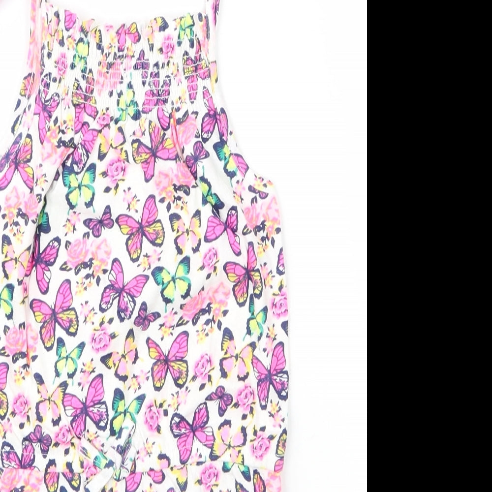 Primark Girls Pink  Cotton Romper One-Piece Size 6 Years   - Butterflies