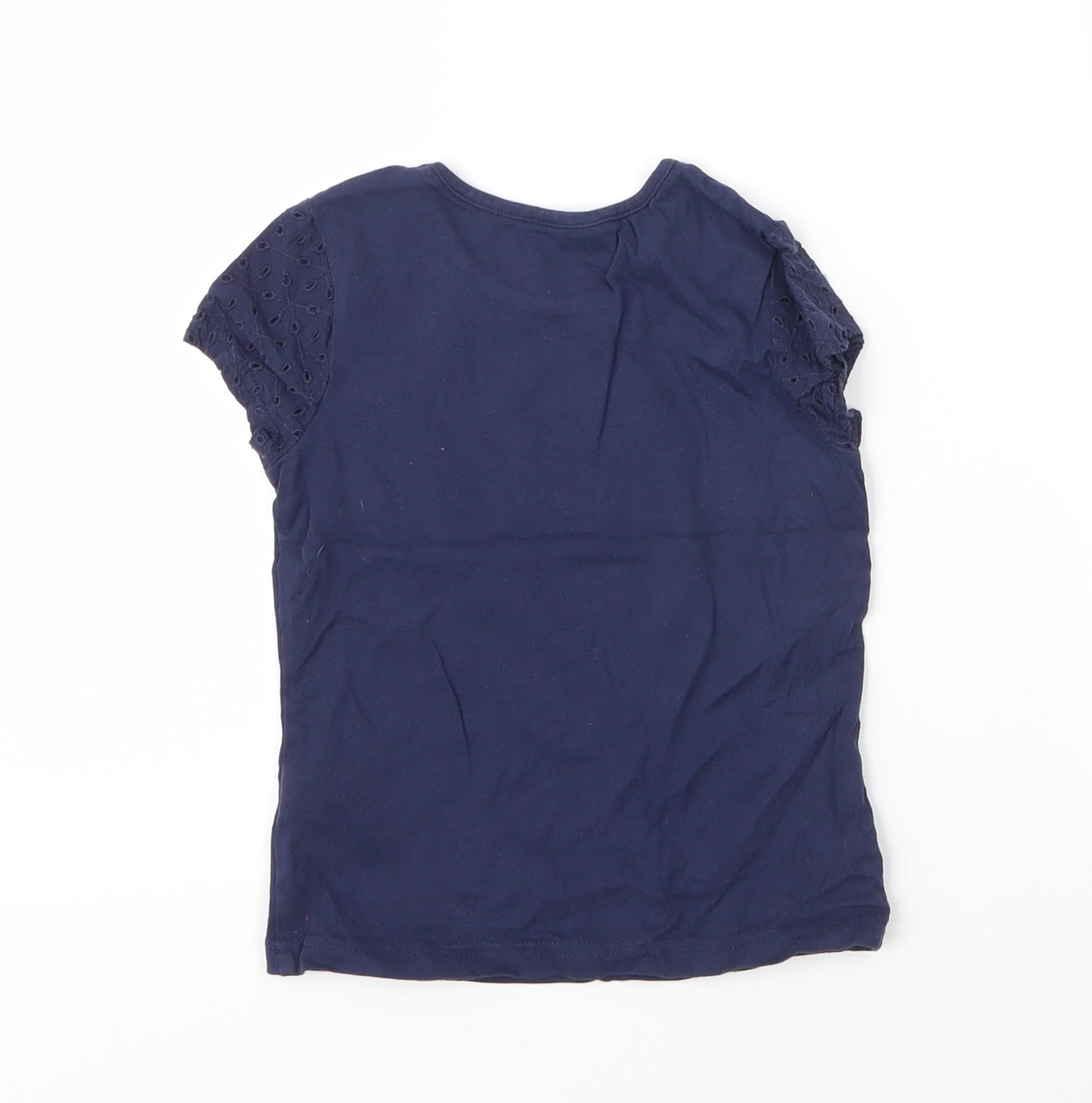 George Girls Blue  Cotton Basic T-Shirt Size 4 Years Round Neck