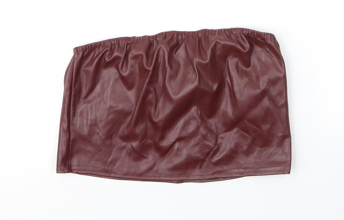 PRETTYLITTLETHING Womens Brown  Polyester Cropped Tank Size 4 Off the Shoulder - Boob tube