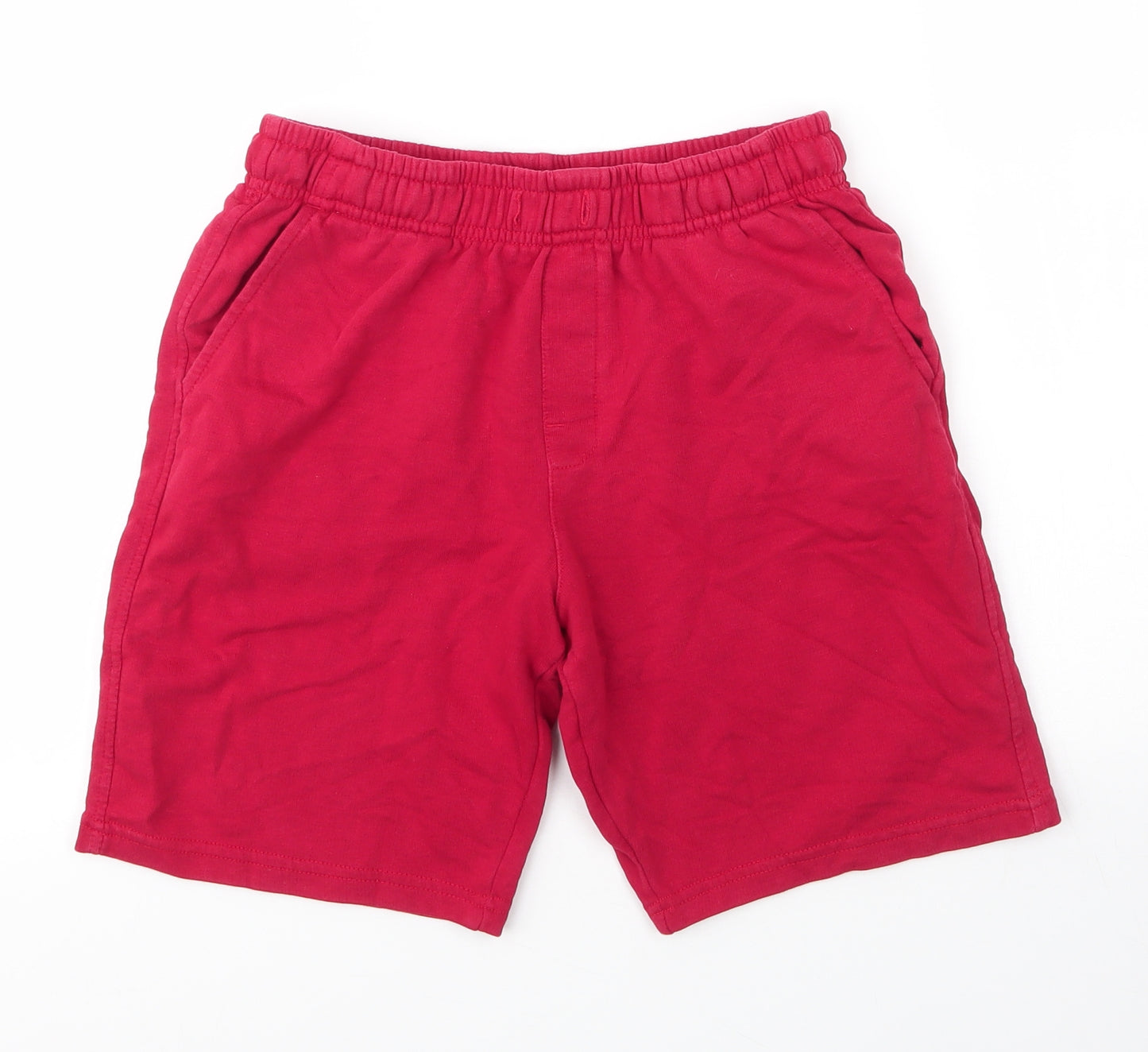 George Boys Red  Cotton Sweat Shorts Size 12 Years  Regular Drawstring