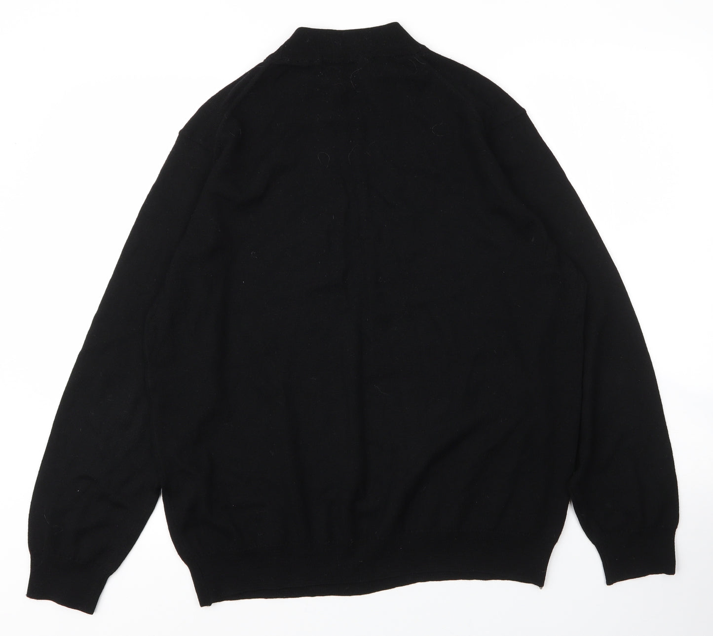 M&S Mens Black Mock Neck  Wool Pullover Jumper Size L