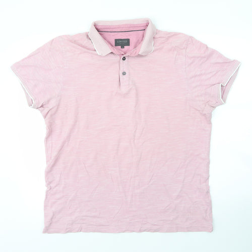 M&S Mens Purple  Cotton  Polo Size L Collared Button
