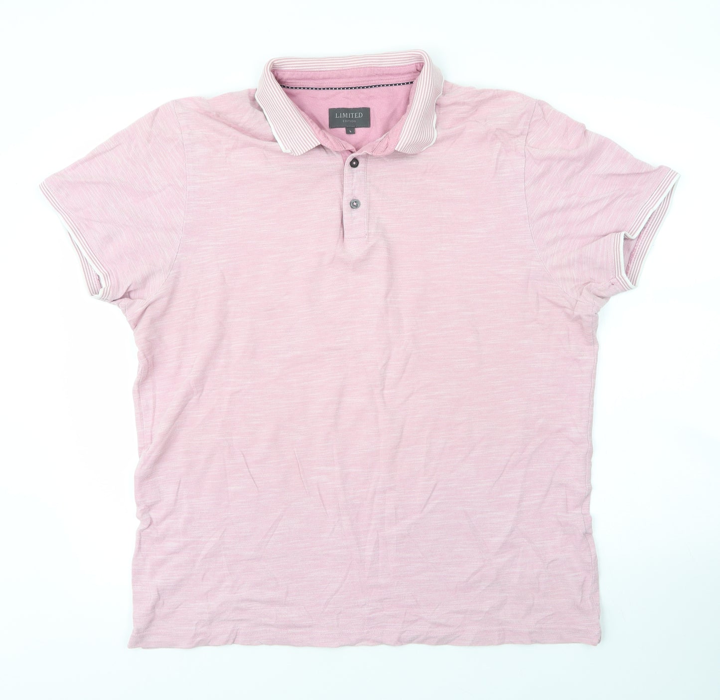 M&S Mens Purple  Cotton  Polo Size L Collared Button