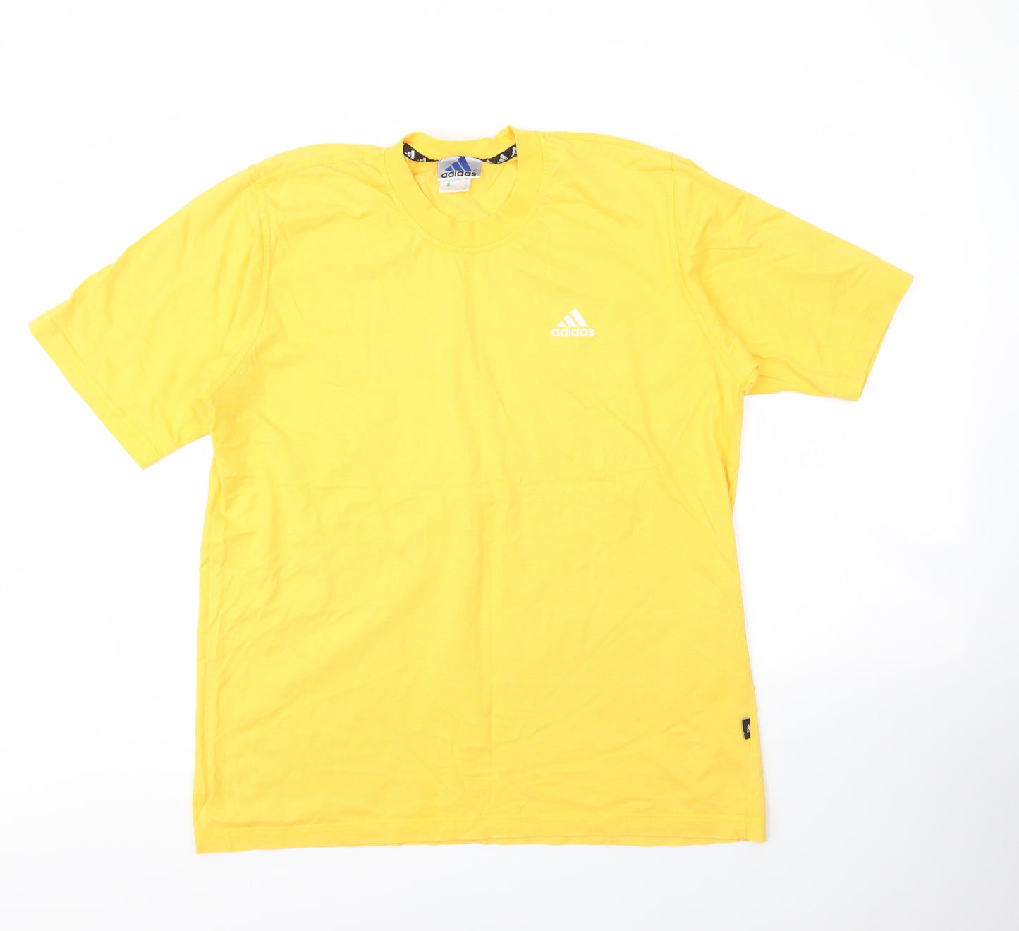 adidas Mens Yellow  Cotton  T-Shirt Size L Round Neck