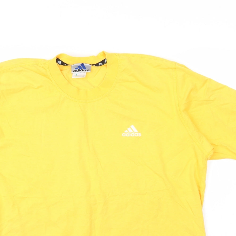 adidas Mens Yellow  Cotton  T-Shirt Size L Round Neck