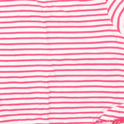 Matalan Girls Red Striped Cotton Basic T-Shirt Size 12 Months Round Neck