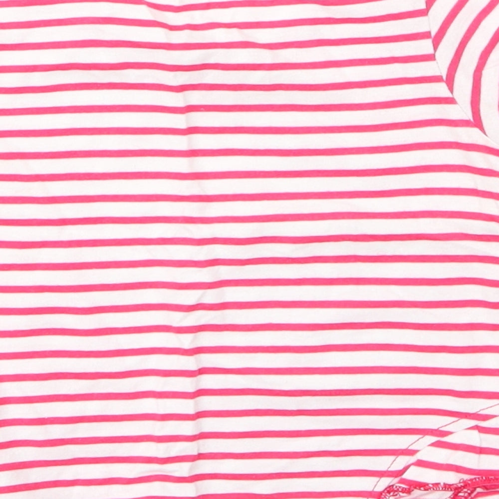 Matalan Girls Red Striped Cotton Basic T-Shirt Size 12 Months Round Neck