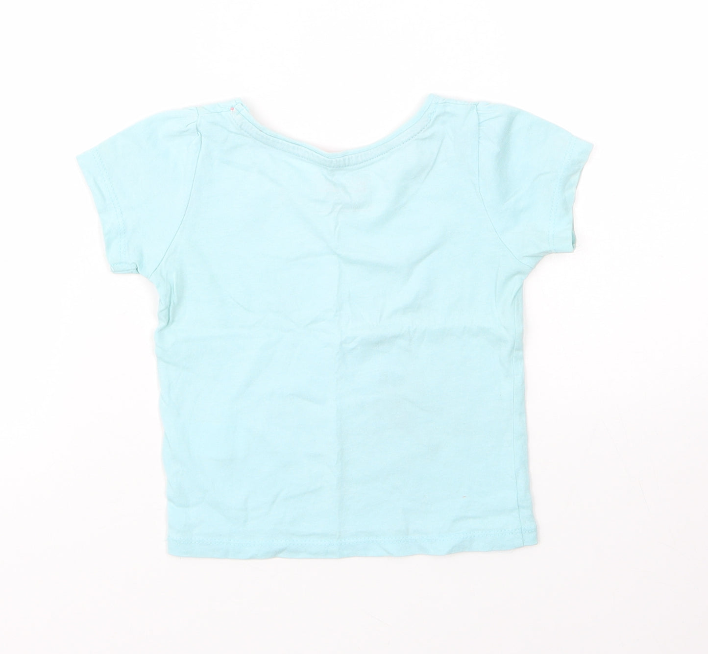 Primark Girls Blue  Cotton Basic T-Shirt Size 9-12 Months Round Neck  - Mermaid