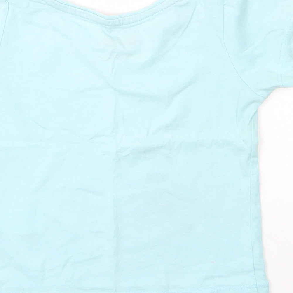 Primark Girls Blue  Cotton Basic T-Shirt Size 9-12 Months Round Neck  - Mermaid