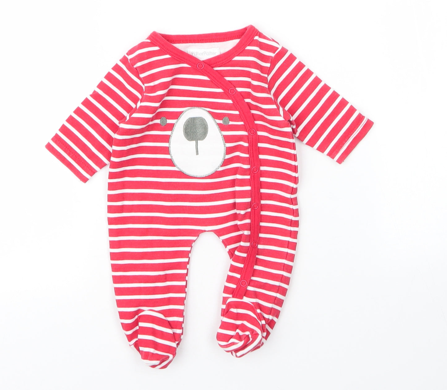Pitter Patter Baby Red Striped Cotton Babygrow One-Piece Size Newborn  Snap
