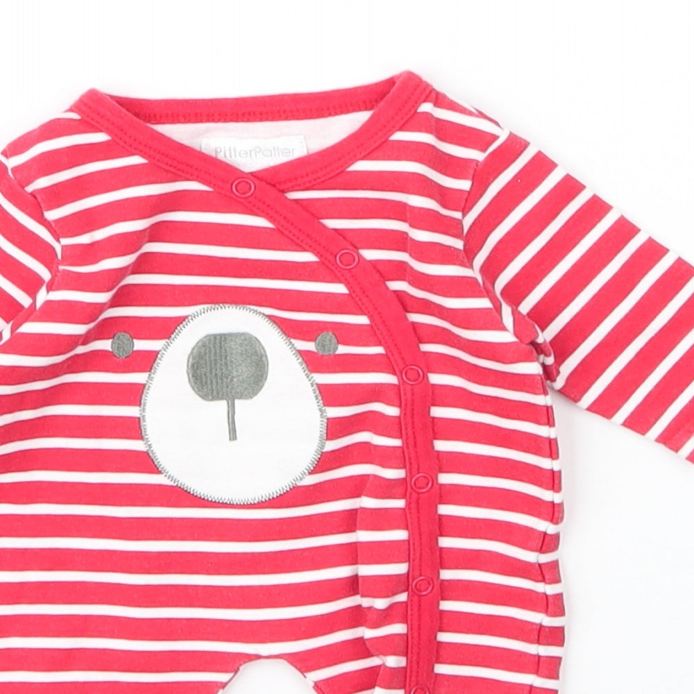 Pitter Patter Baby Red Striped Cotton Babygrow One-Piece Size Newborn  Snap